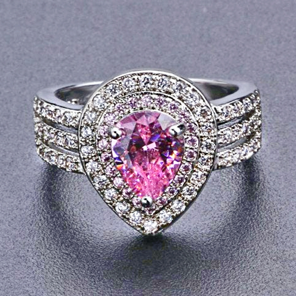 14k Gold Filled Pink Princess Cut Ring
